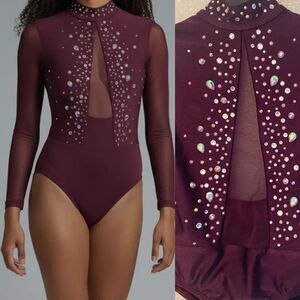 Patrick J solo dance costume purple custom rhinestone illusion leotard LC MC